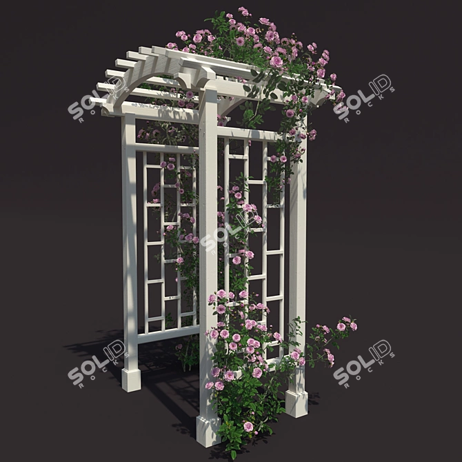 Gorgeous Garden Arch with Climbing Rose 3D model image 2