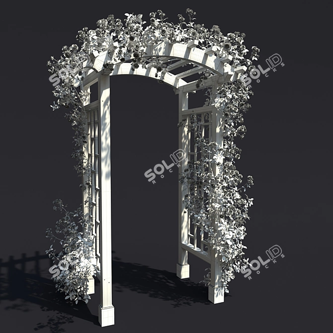Gorgeous Garden Arch with Climbing Rose 3D model image 4