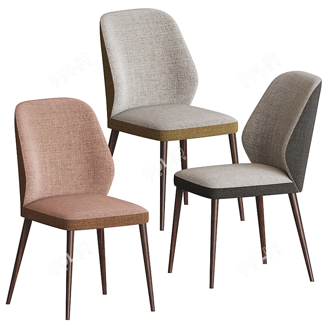 Elegant Emma Velvet Dining Chair 3D model image 2