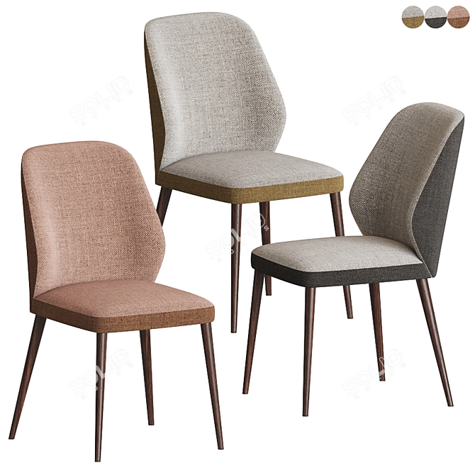 Elegant Emma Velvet Dining Chair 3D model image 6