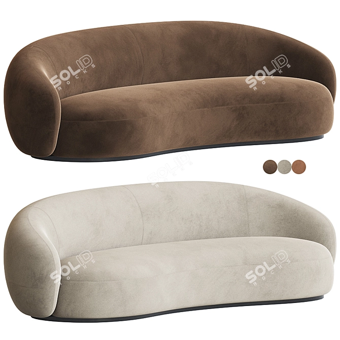 Elegant Siena Velvet Sofa 3D model image 1