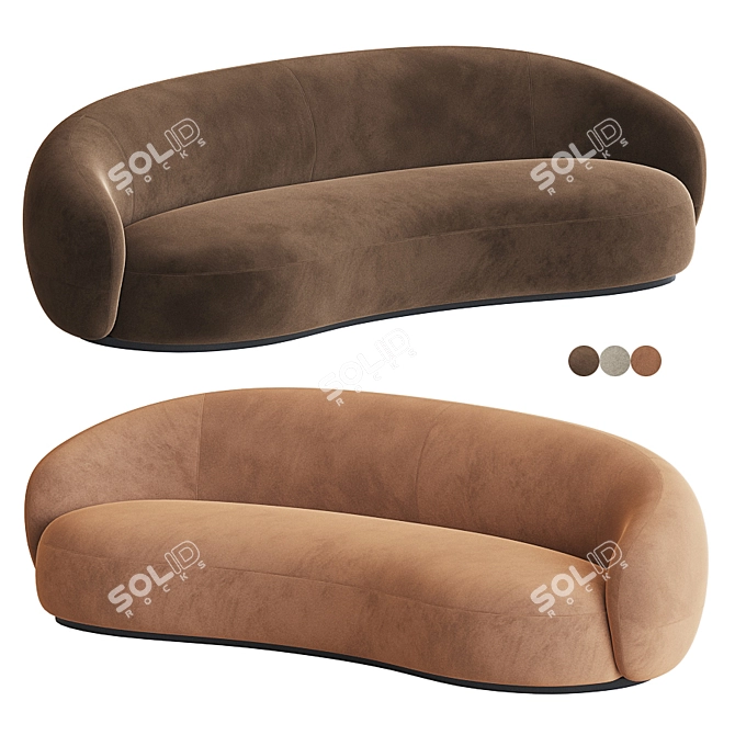 Elegant Siena Velvet Sofa 3D model image 2