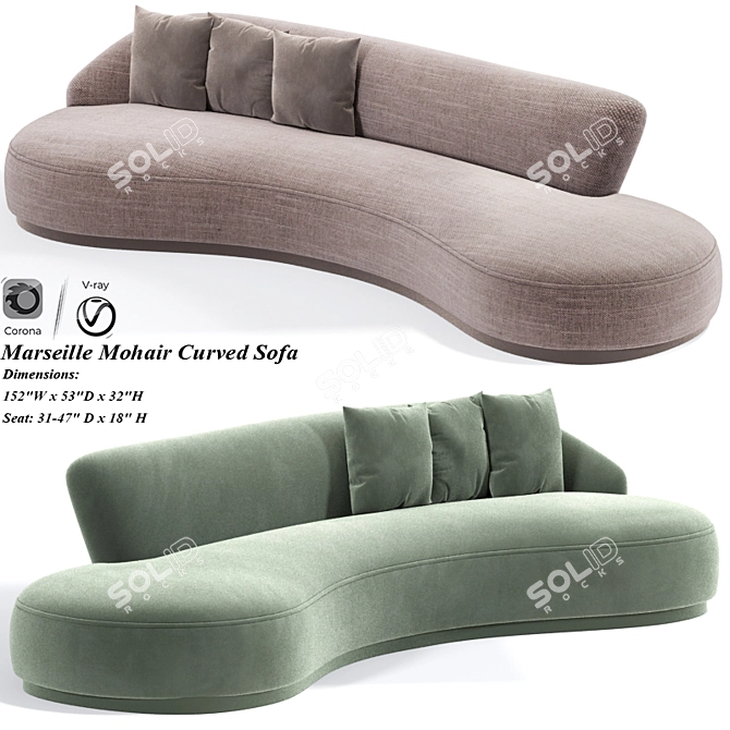 Majestic Mohair Marseille Sofa 3D model image 1