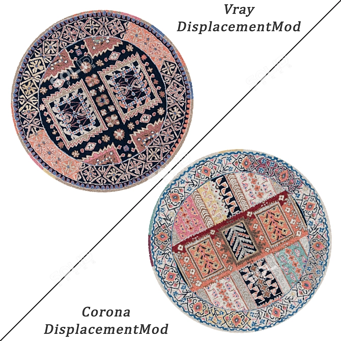 Versatile Round Carpet Set 3D model image 2