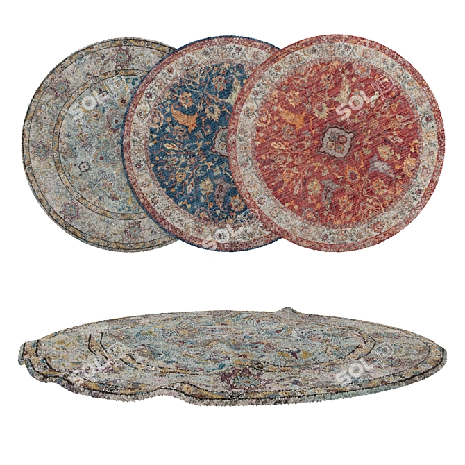 6pc Round Carpets Set 54 3D model image 1