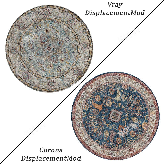 6pc Round Carpets Set 54 3D model image 2