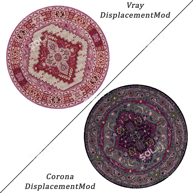 Round Carpets Set of 6: VRayFur, VRayDisplacementMod & CoronaDisplacementMod 3D model image 2
