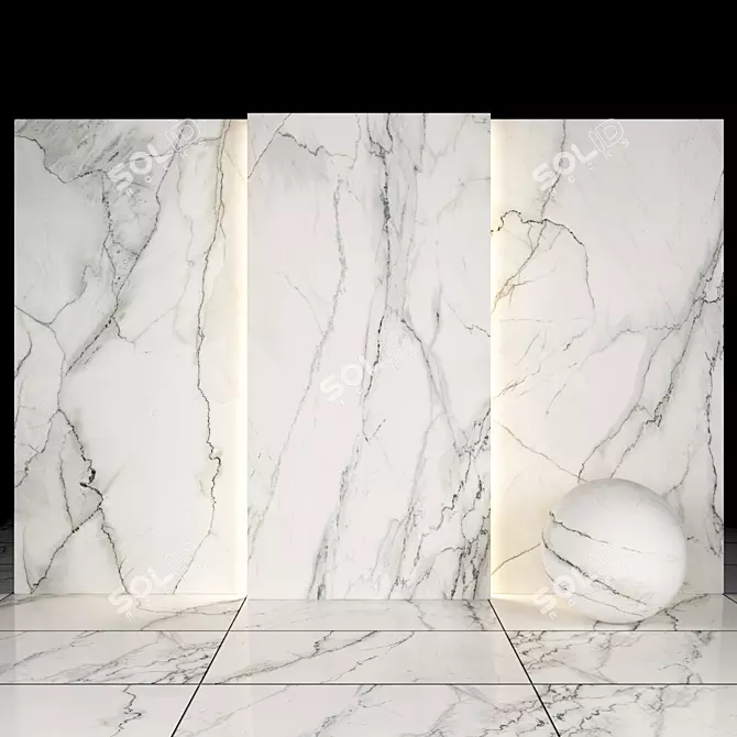 Carrara Marble Slabs & Tiles: 5 Textures, Glossiness 3D model image 1