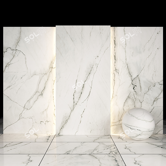 Carrara Marble Slabs & Tiles: 5 Textures, Glossiness 3D model image 2