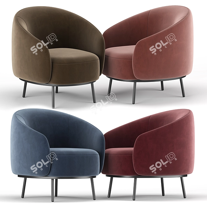 Sleek Comfort: Habitat Armchair 3D model image 3