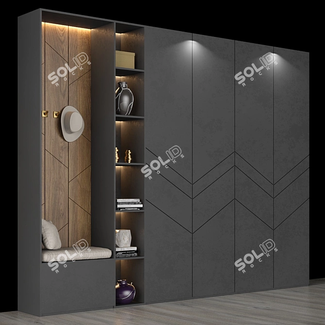 Elegant Hall Display with Storage 3D model image 2