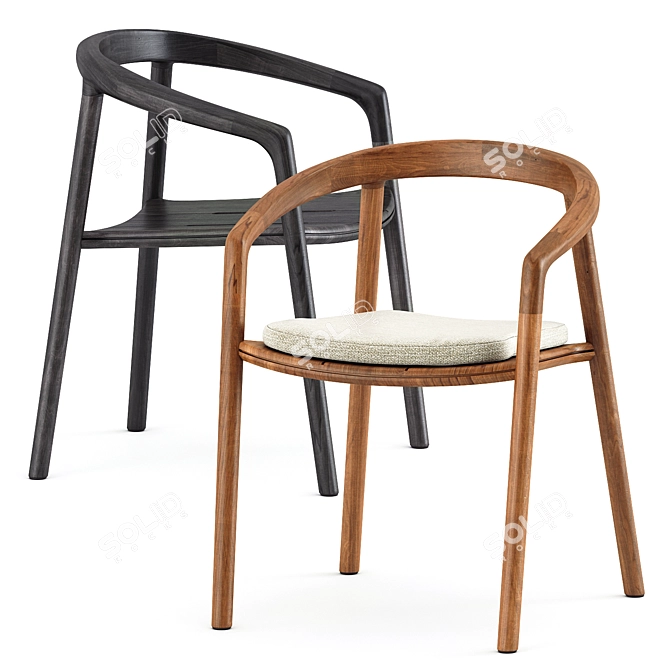 Solid Teak Armchair: Elegant Design, Manutti 3D model image 1