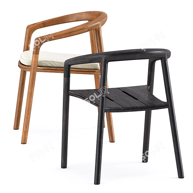 Solid Teak Armchair: Elegant Design, Manutti 3D model image 2