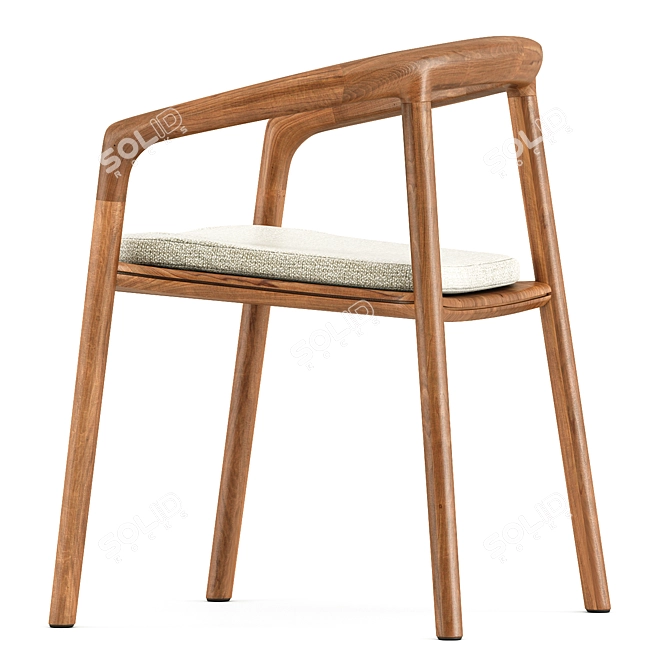 Solid Teak Armchair: Elegant Design, Manutti 3D model image 3