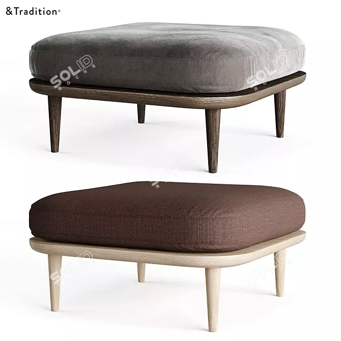 Modern Scandinavian Pouf Ottoman 3D model image 1