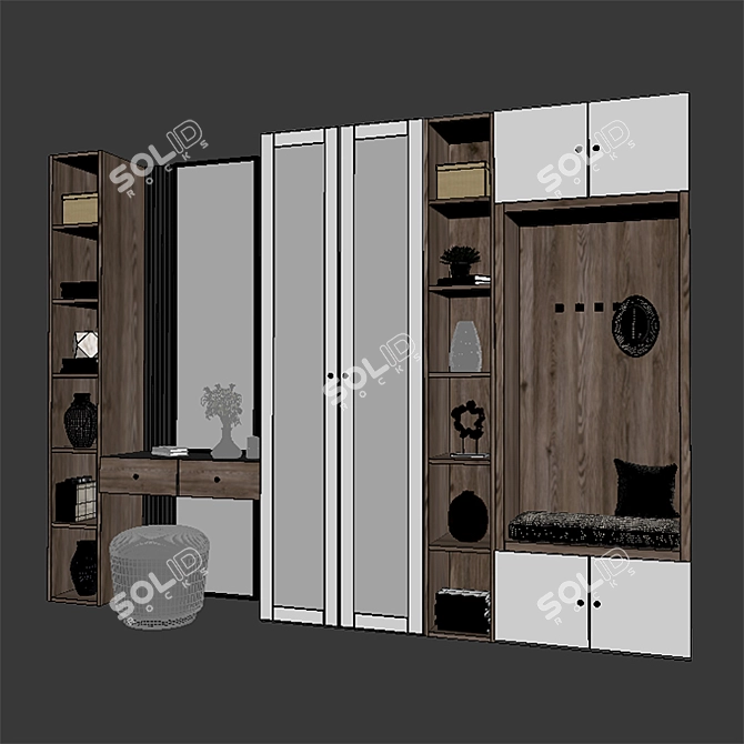  Modern 72" Hall Furniture Set 3D model image 3