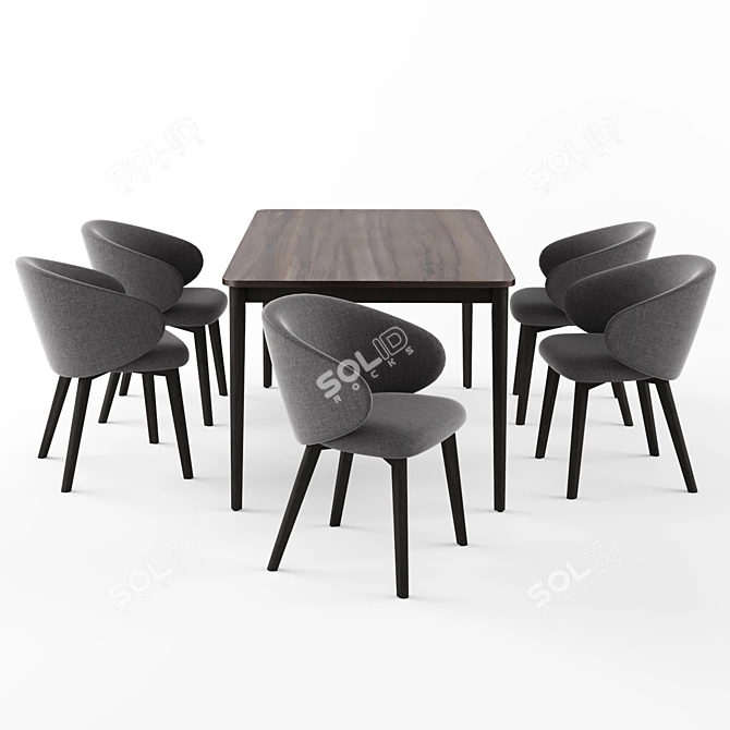 Contemporary Connubia Tabla Table with Tuka Dining Chair Set 3D model image 2