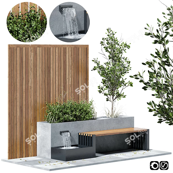 Modern Bench Set: Stylish and Versatile 3D model image 1