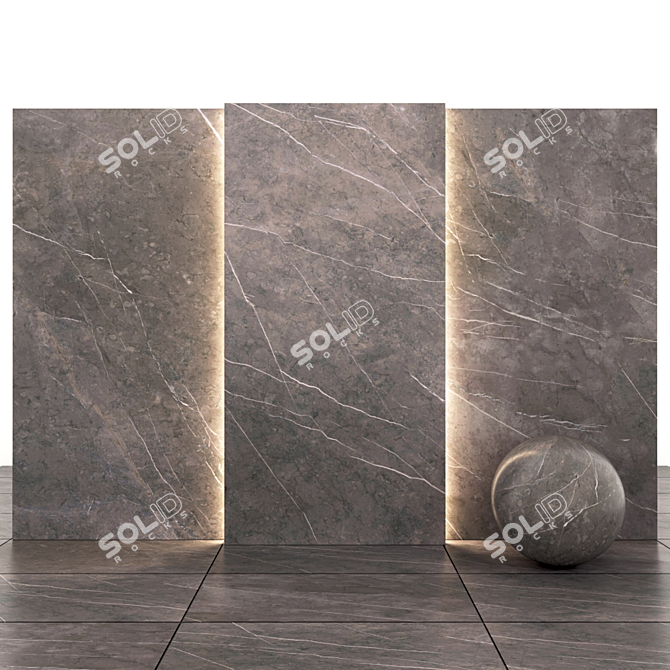 Glossy Gray Stone Slabs & Tiles 3D model image 2