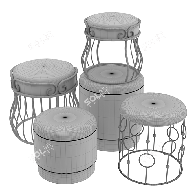 Exotic Glamour Ottoman Set 3D model image 2