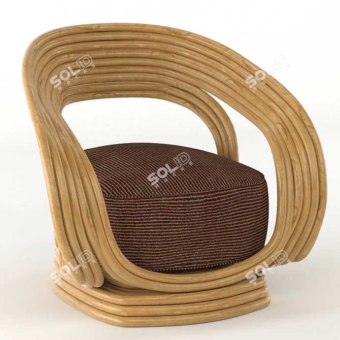 Tropical Rattan Chair: Summer Vibes 3D model image 1