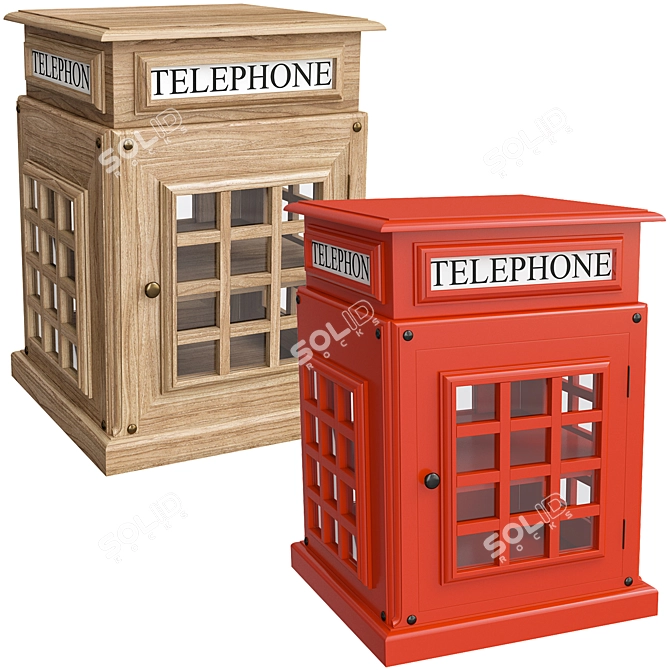 Vintage Telephone Box Side Table 3D model image 1