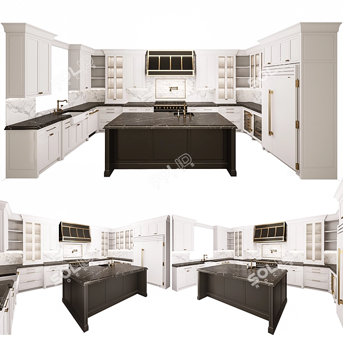 Classic Kitchen with Island & High-end Appliances 3D model image 4