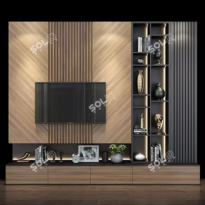 Sleek TV Wall Mount Set 3D model image 1