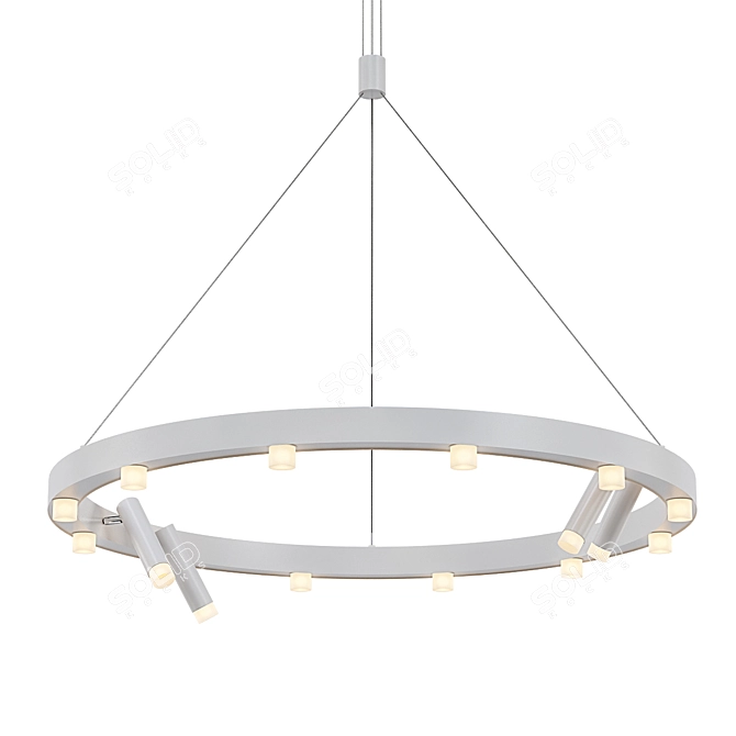 Elegant White Disk Chandelier 3D model image 1