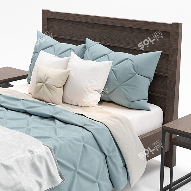 Royal Blue Cotton Bed Cover 3D model image 3