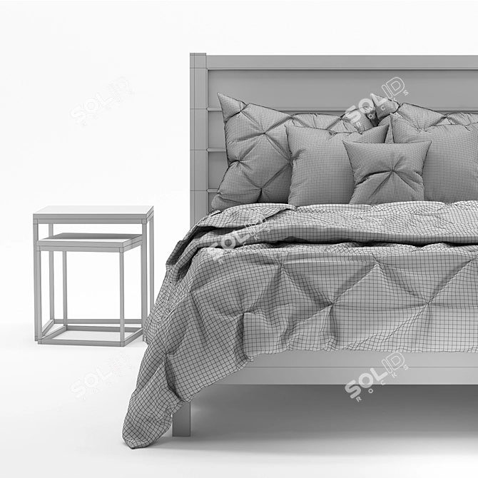 Royal Blue Cotton Bed Cover 3D model image 4