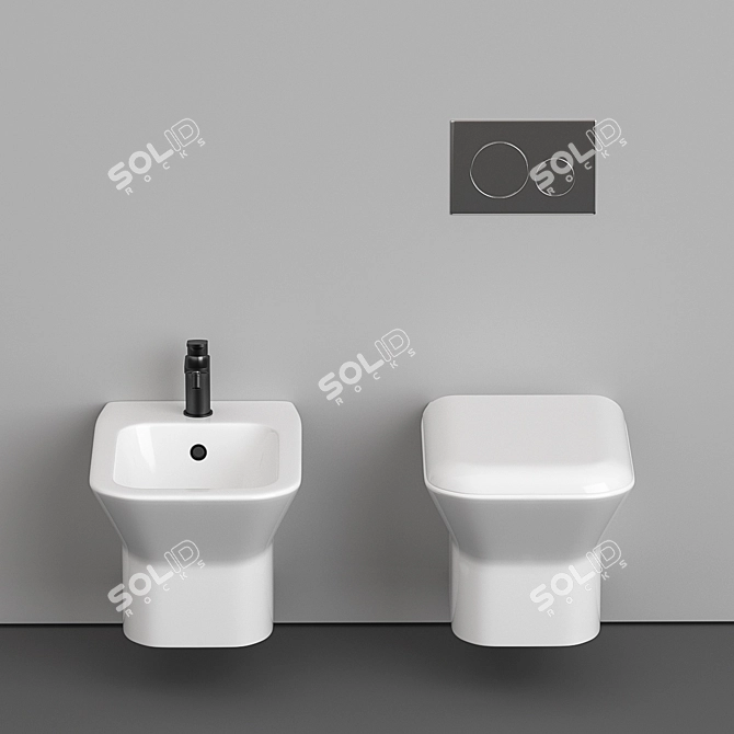 PRUA Hanging Toilet and Bidet Set 3D model image 2