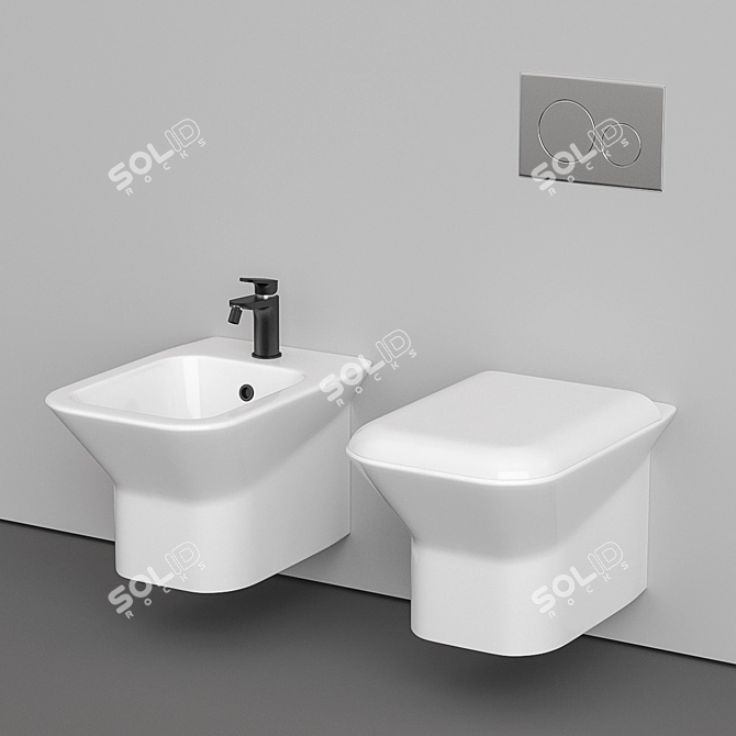 PRUA Hanging Toilet and Bidet Set 3D model image 3