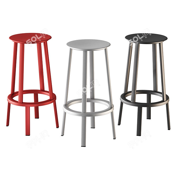 HAY Revolver Bar Stool: Stylish and Compact 3D model image 1