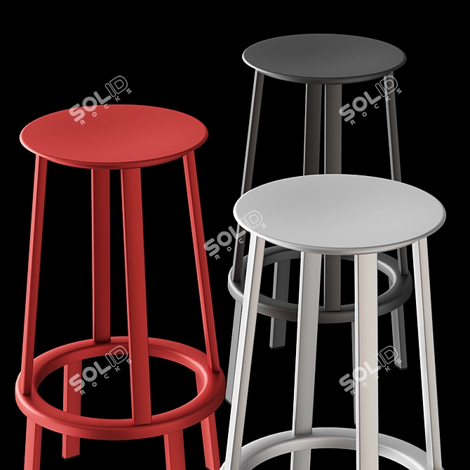 HAY Revolver Bar Stool: Stylish and Compact 3D model image 2