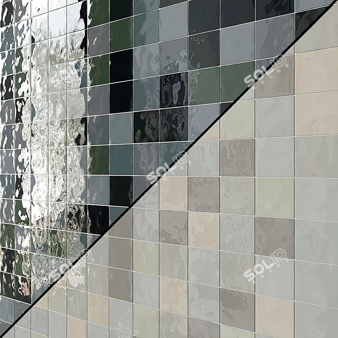 Artesano Gloss Wall Tiles: Rose Pink, Teal, White, Green, Grey, Dark Grey 3D model image 1