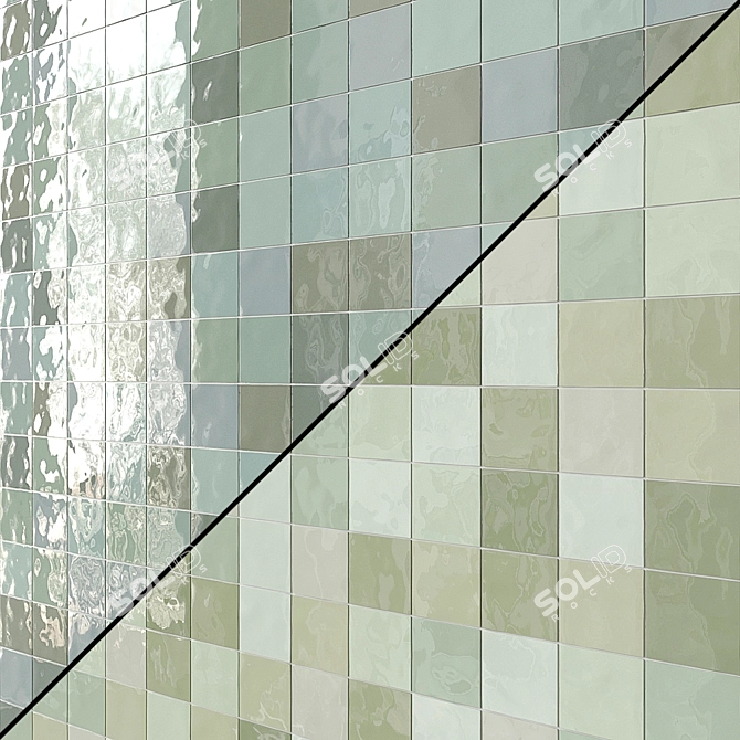 Artesano Gloss Wall Tiles: Rose Pink, Teal, White, Green, Grey, Dark Grey 3D model image 2