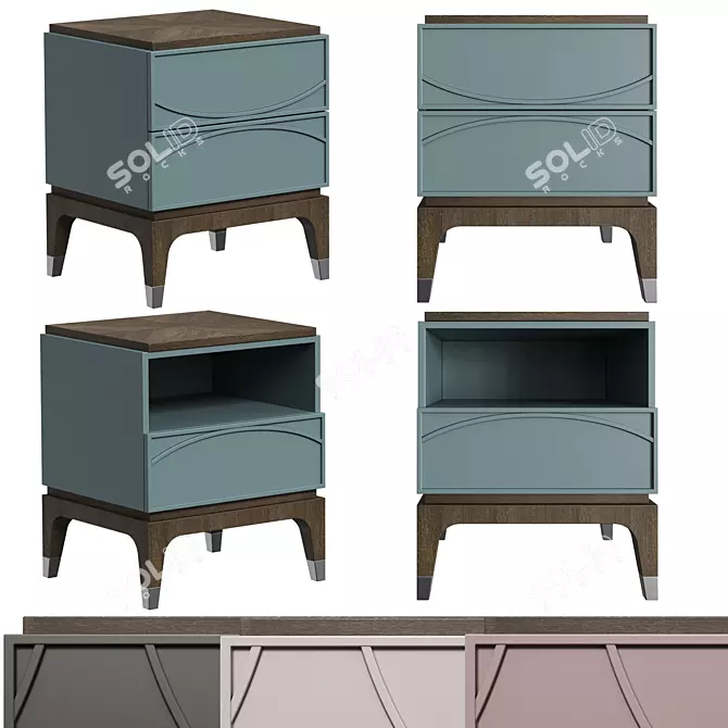 Majorelle 2-Drawer Bedside Table 3D model image 1