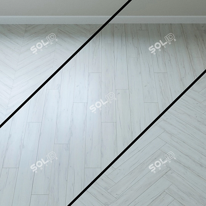 White Kraft Oak Parquet Flooring 3D model image 1