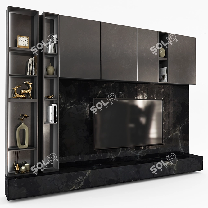 Sleek TV Shelf Set for 65 inch TVs 3D model image 2
