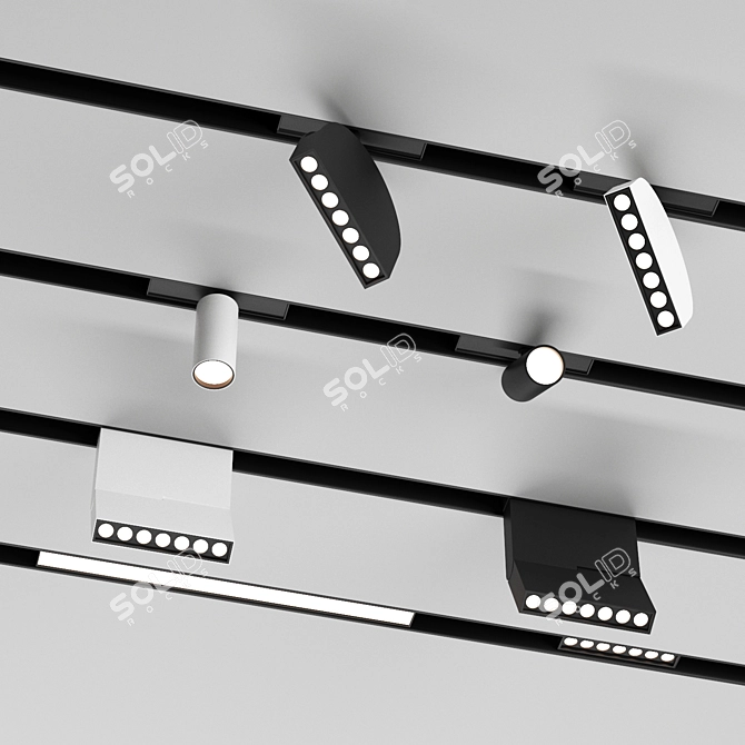 Rotatable Magnetic LED Track Lights 3D model image 1