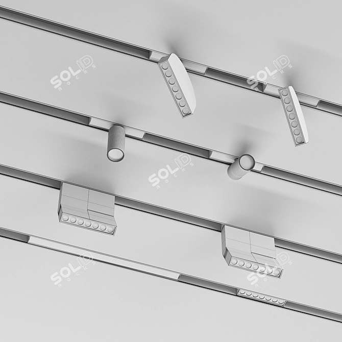 Rotatable Magnetic LED Track Lights 3D model image 4