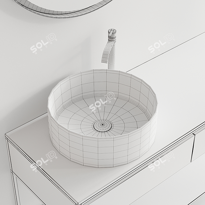 Bridge Vanity Set: Ceramic, MDF, Round Washbasin 3D model image 5
