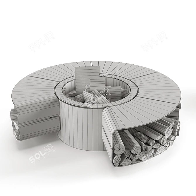 Outdoor BBQ Fireplace 160x45cm 3D model image 3