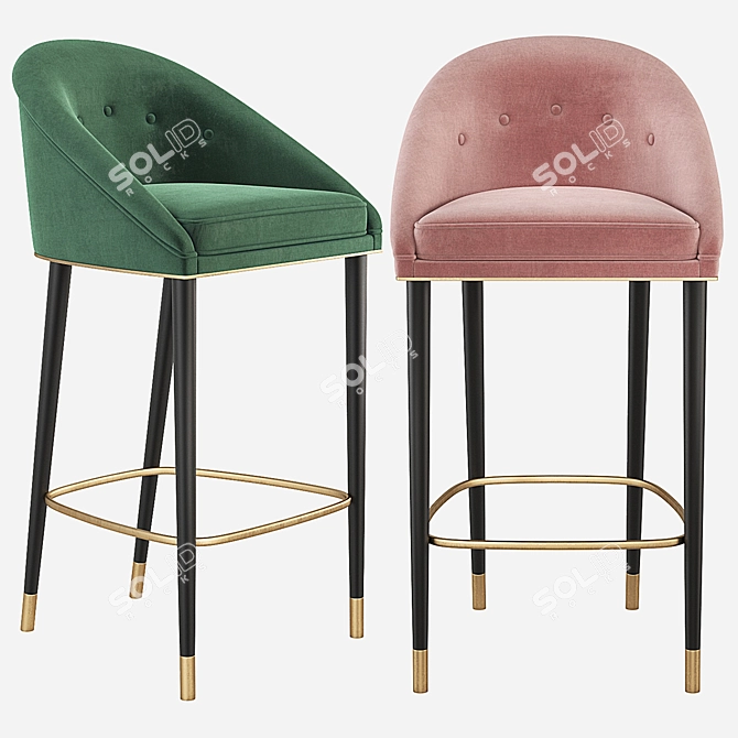 Retro Malay Bar Chair: Mid Century Elegance 3D model image 1
