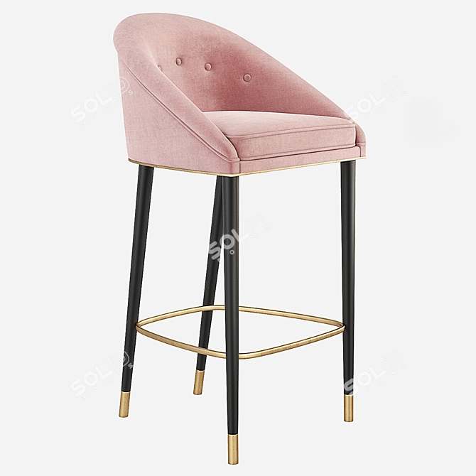 Retro Malay Bar Chair: Mid Century Elegance 3D model image 3