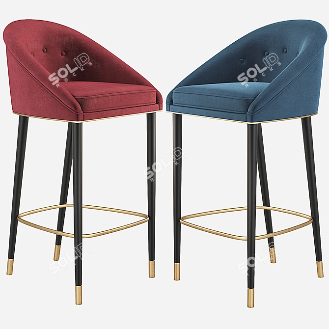Retro Malay Bar Chair: Mid Century Elegance 3D model image 4