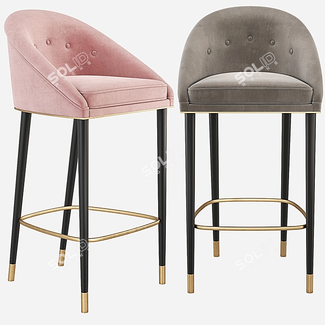 Retro Malay Bar Chair: Mid Century Elegance 3D model image 6