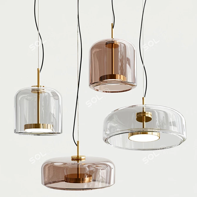 Dauphin: Elegant Metal and Glass Pendant 3D model image 1