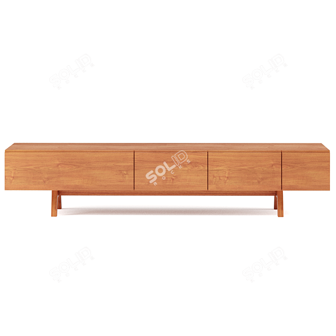 Zeitraum Rattan Oak Sideboard 3D model image 3